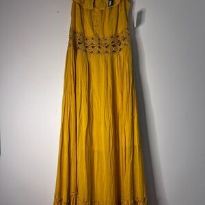 Miss Avenue Mustard Maxi Dress with Lace